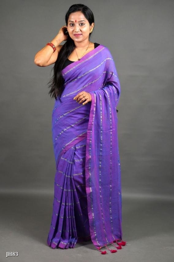 Joyguru Cotton Khadi Handloom Saree with Blouse - Elegant & Durable  JH83