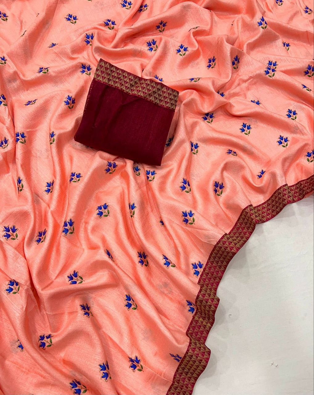 Arrival Italian Chiffon Saree with Foil Print & Weaving Border | Contrast Matching Blouse | 06