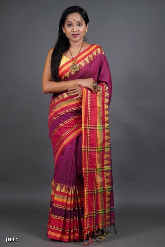 Elegant Handloom Khadi Cotton Saree with Blouse -JH42