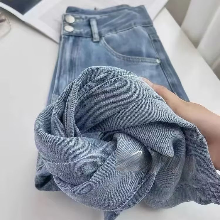 High Waist Drooping Thin Straight Pants