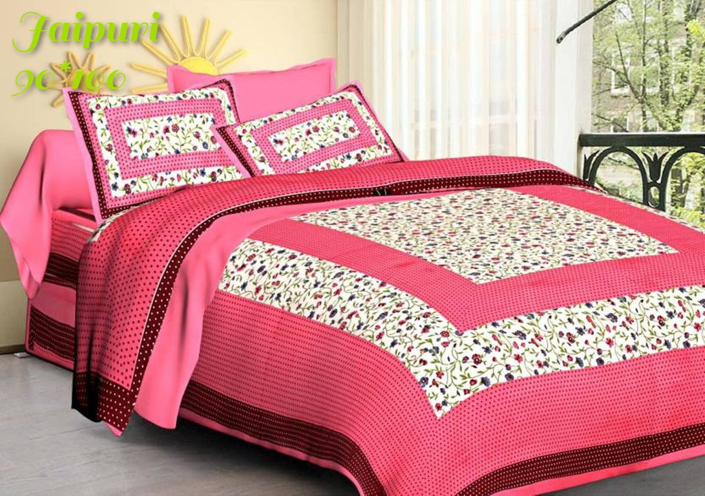 Pure Cotton Jaipuri Double Bed Bedsheet with Pillow Covers code 13