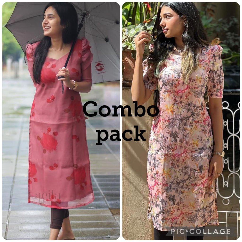 Diwali Special Combo Pack - Stylish Daily Wear Kurtis in Digital Organza