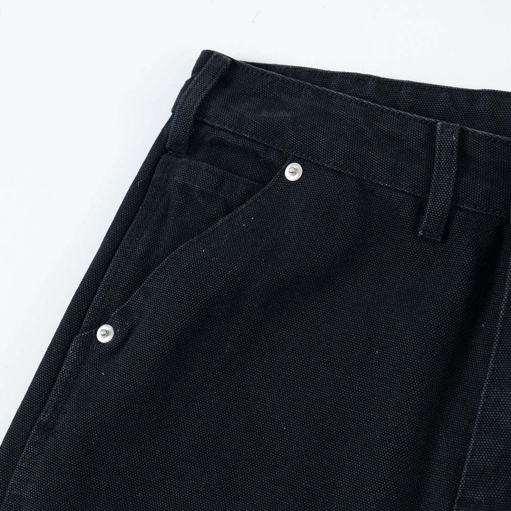 Retro Solid Color Men's Wide-leg Workwear Pants