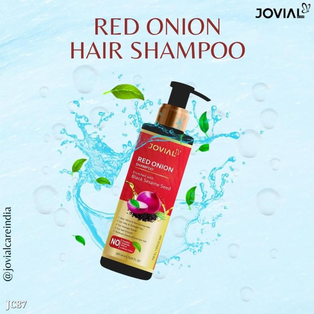 Jovial Care Red Onion Shampoo with Sesame Seeds | Pack of 2 (200ml Each) | Nourishing Hair Care