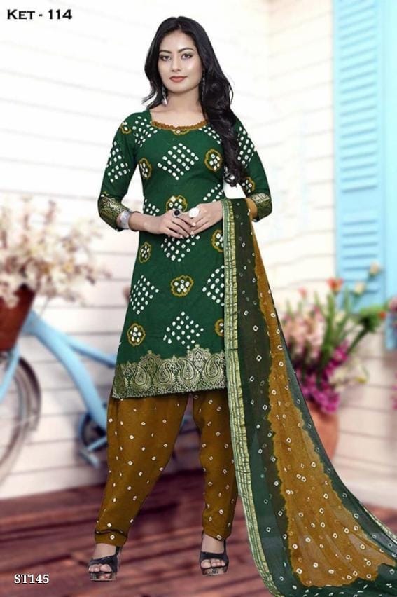 KESAR Pure Cotton Bandhni Dress Material – Authentic Bandhni Fabric