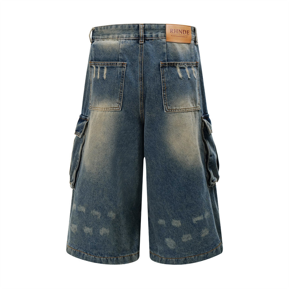 Old Washing Workwear Denim Shorts Men