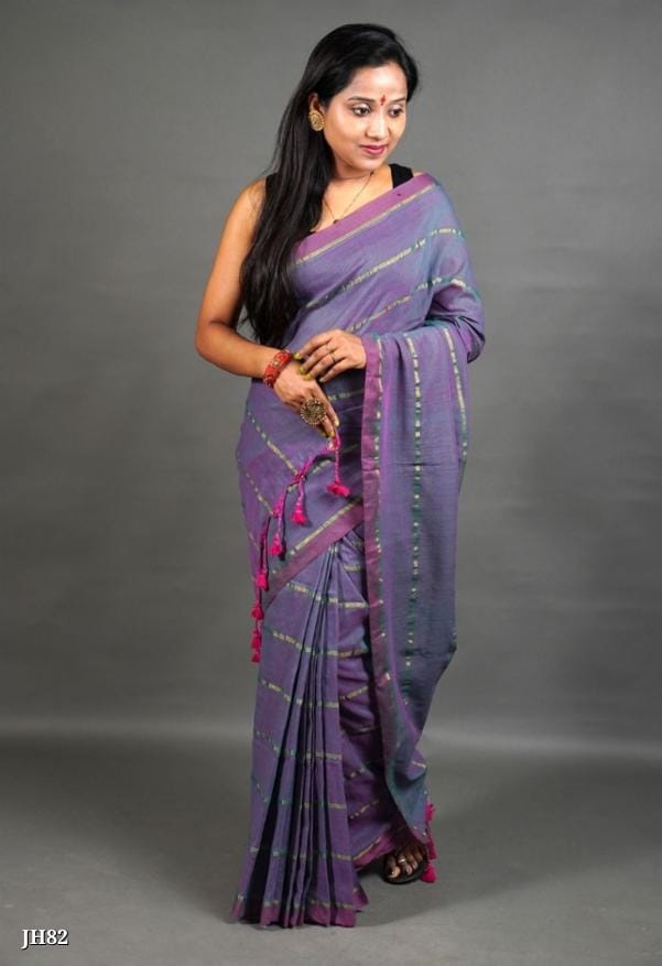 Joyguru Cotton Khadi Handloom Saree with Blouse - Elegant & Durable  JH82