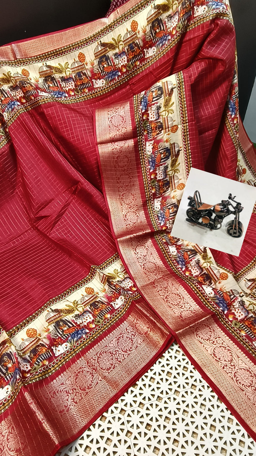 Uniform Special Dola Silk Saree with Antique Jari Chex  & Jacquard Border | Super Hit Collection 02