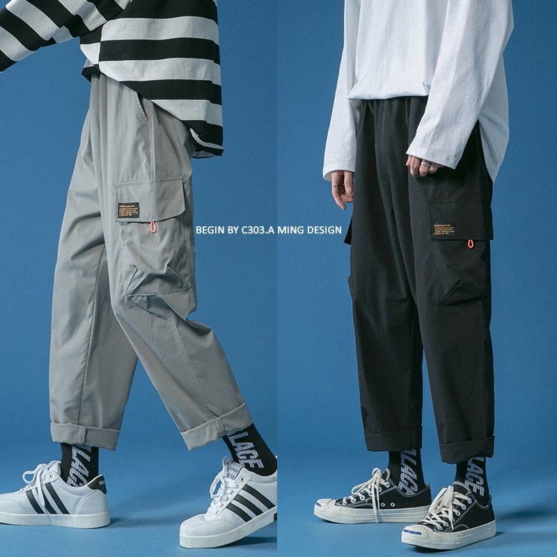 Uni Overalls Cotton Multi-pocket Overalls Straight Leg Trousers Casual Pants