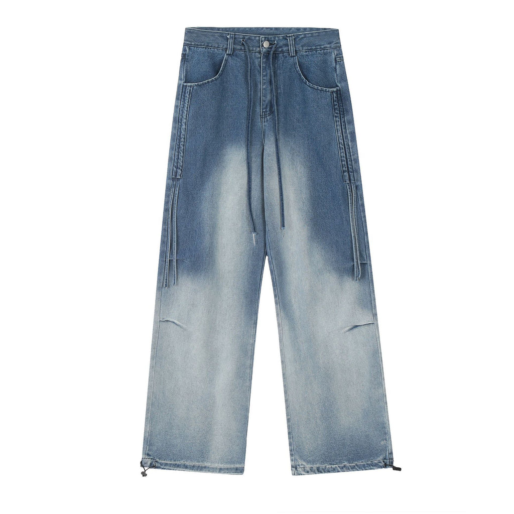 Gradient Tie-dye Straight-leg Denim Trousers Men