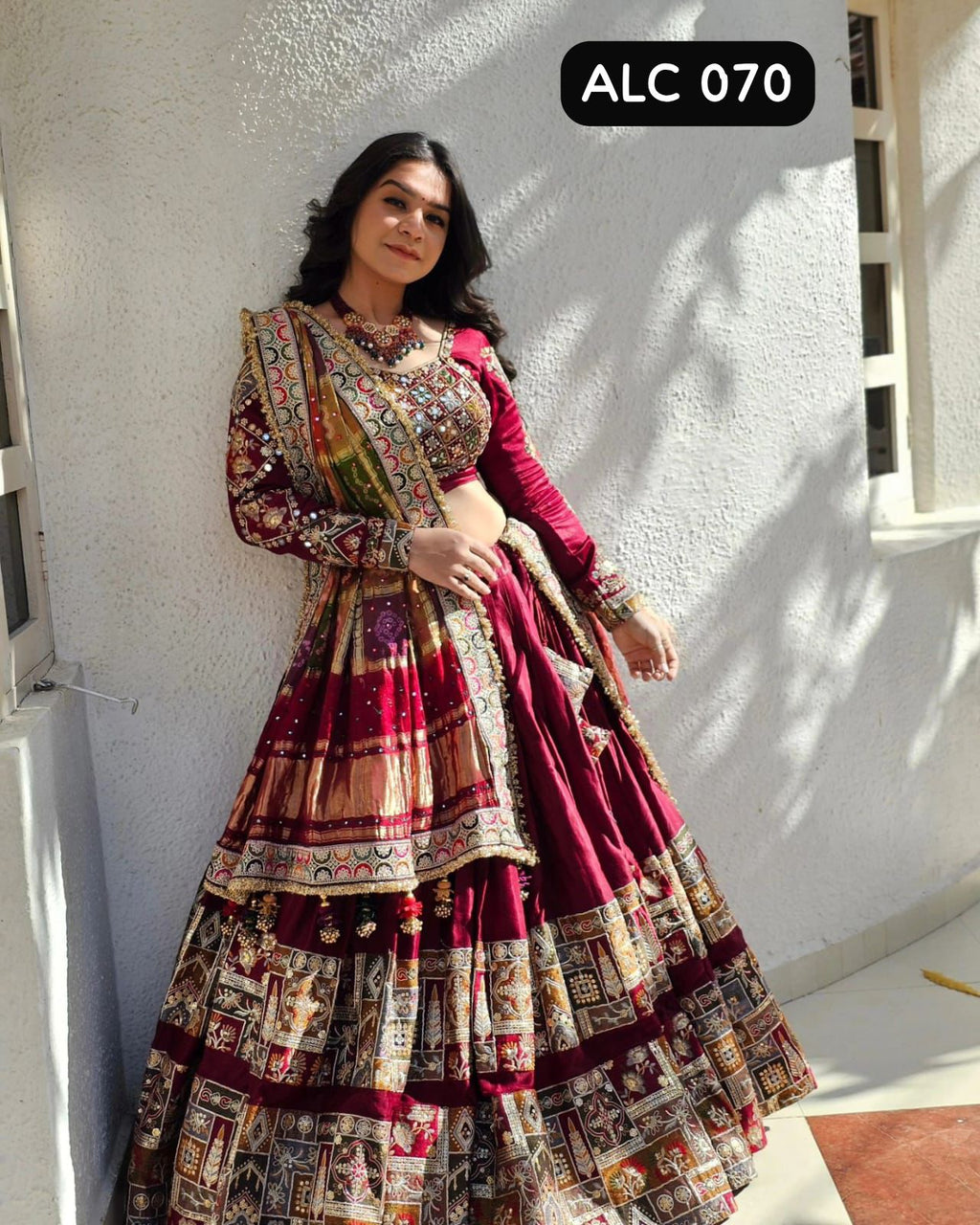 Navratri Special er Printed Lehenga Choli with Real glass Work - ALC 70