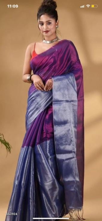 Tissu Cotton Saree with Zari Work – Pure Cotton, 6.3 Meters Including Blouse Piece  Code 04