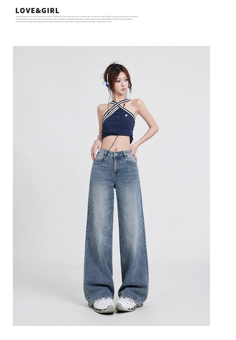 Wide Leg Jeans Women's High Waist Baggy Straight Trousers