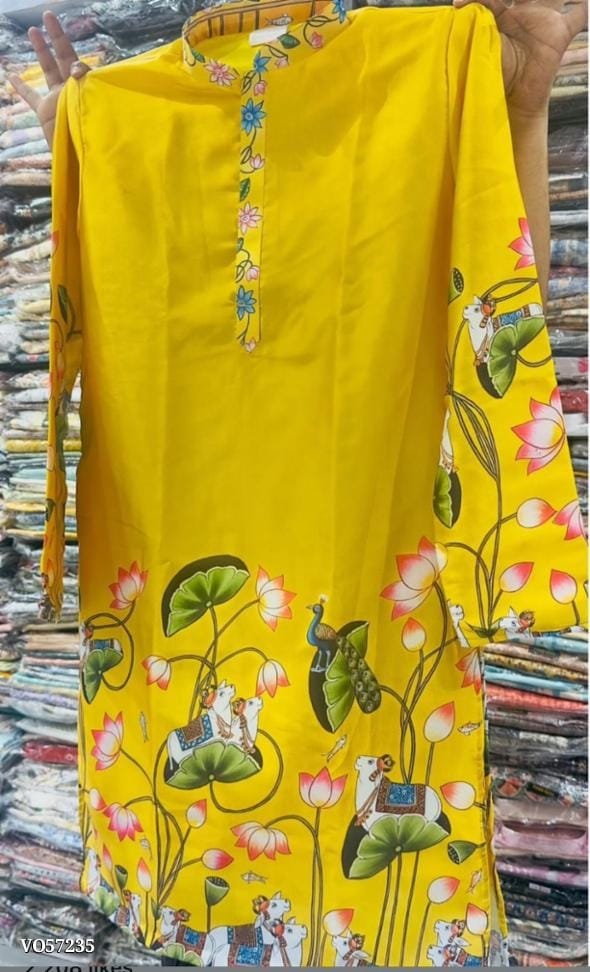 Prisha Creation Navratri Special Cota Silk Kurta for Men with Kalamkari Print