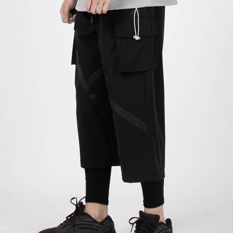 Sagging Straight Leg Wide Leg Pants Cropped Pants