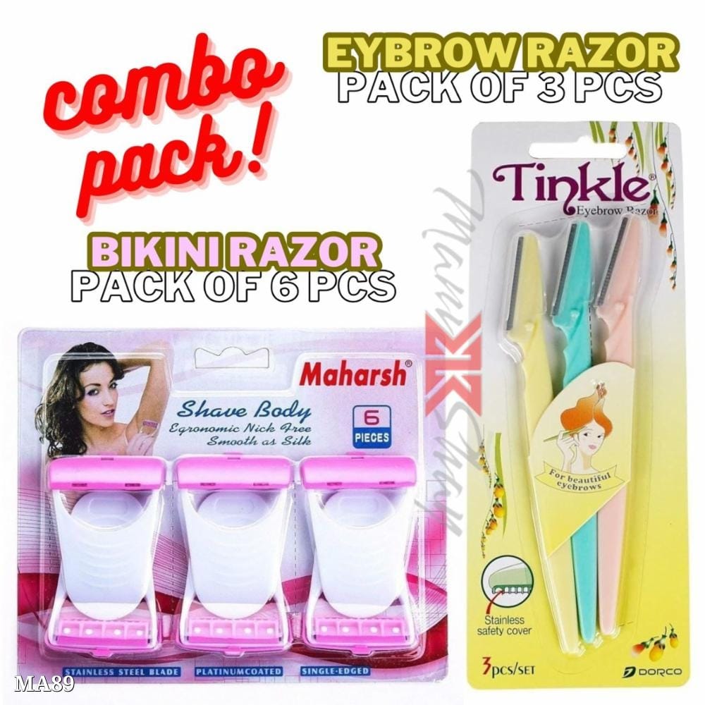 Combo Eyebrow Razor (3pcs) + Hair Removal Disposable Blade (6pcs) | Painless Facial Hair Remover