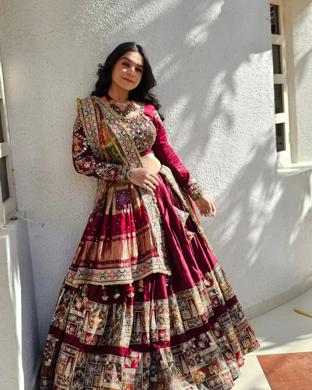 Navratri Special er Printed Lehenga Choli with Real glass Work - ALC 70