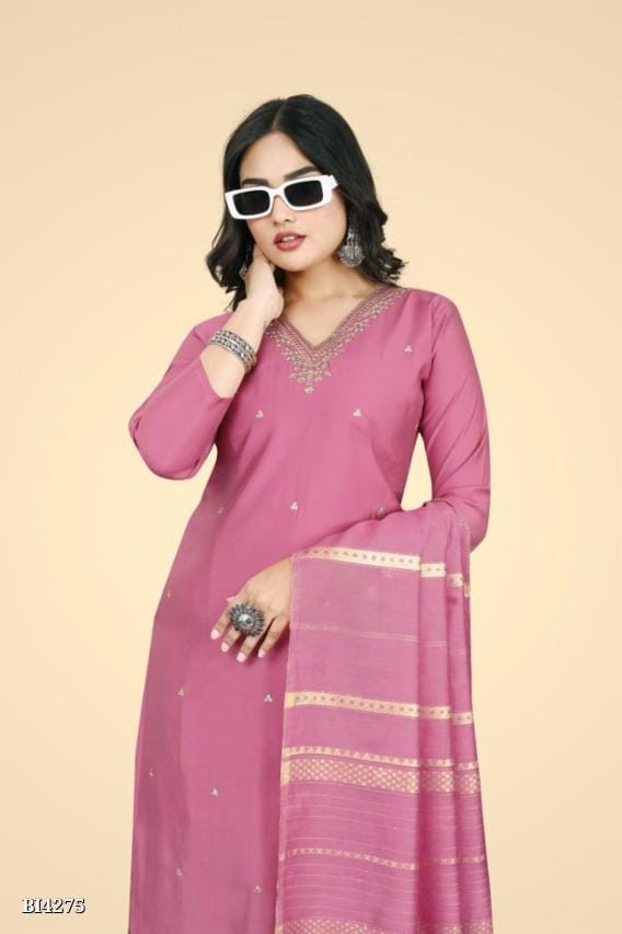 Asteyam Modal Chanderi Roman Silk Kurti with Lace - Premium Indian Ethnic Wear