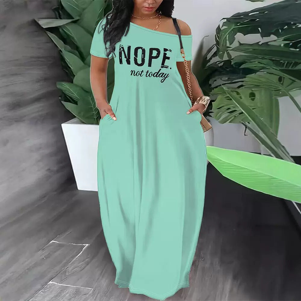 Women's  Oblique Shoulder Letter Casual Skirt