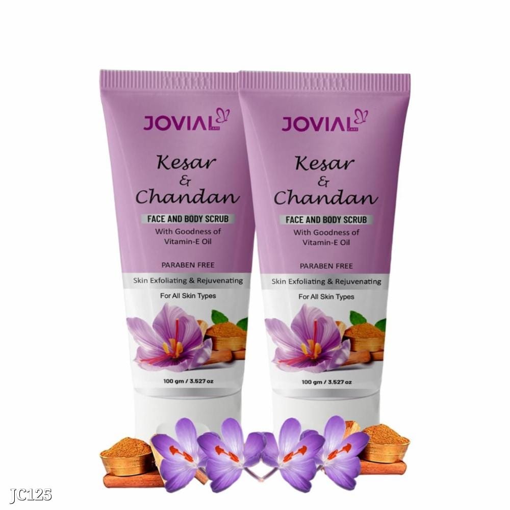 Kesar Chandan Face and Body Scrub for Radiant Skin | Jovial Care Pack of 2 (100gm Each)