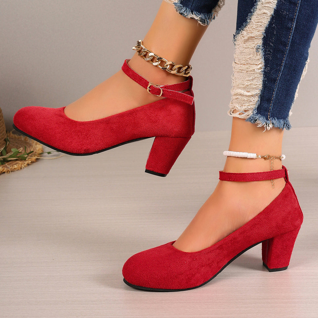 Oversized Shoes Women's High Heels Round Toe Suede