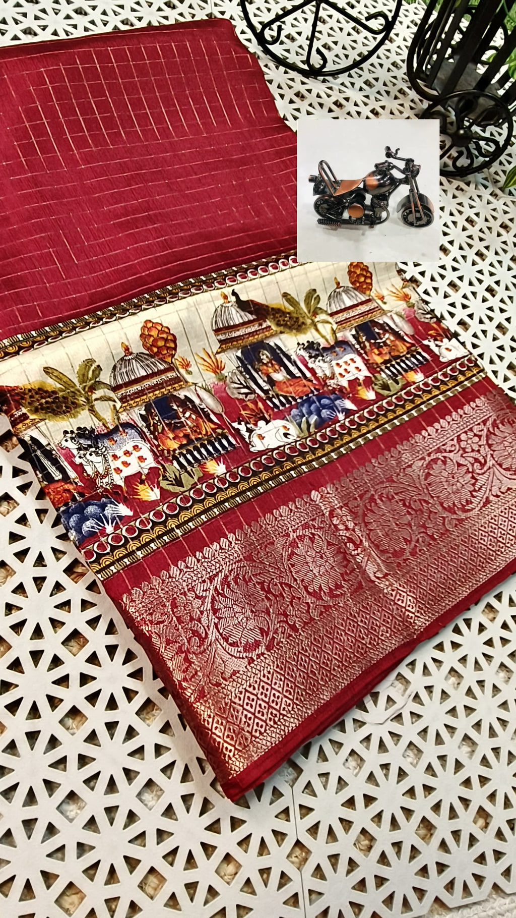 Uniform Special Dola Silk Saree with Antique Jari Chex  & Jacquard Border | Super Hit Collection 02