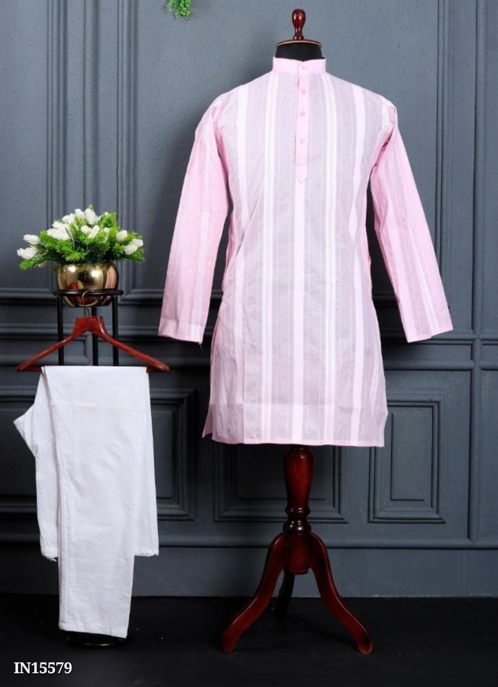 Men's Traditional Heavy Embroidery Kurta Payjama Set - Pink