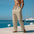 Men's Linen Trousers Thin Beach Pants Pure Color Comfort Breathable Casual Pants