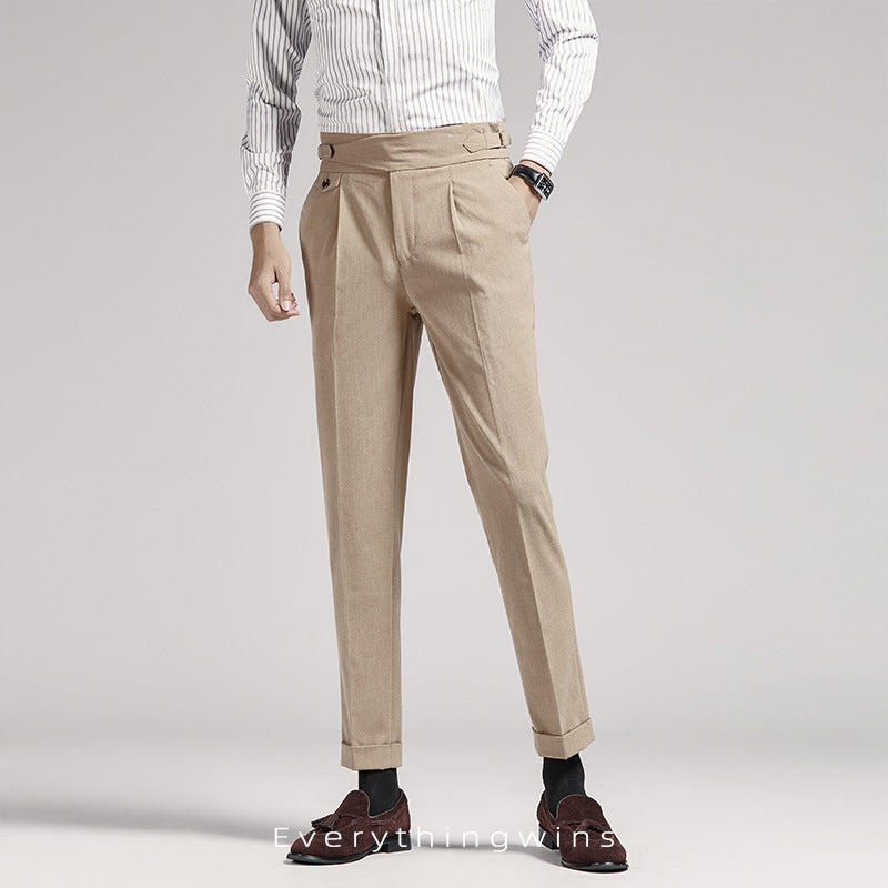 Men's High Waist Slim Fit Business Casual Pants