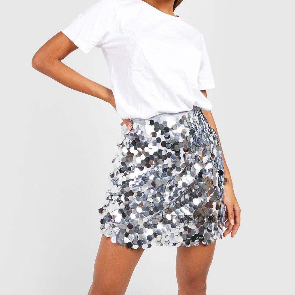 High Waist Sequined SkirtA