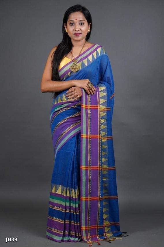 Elegant Handloom Khadi Cotton Saree with Blouse -JH39