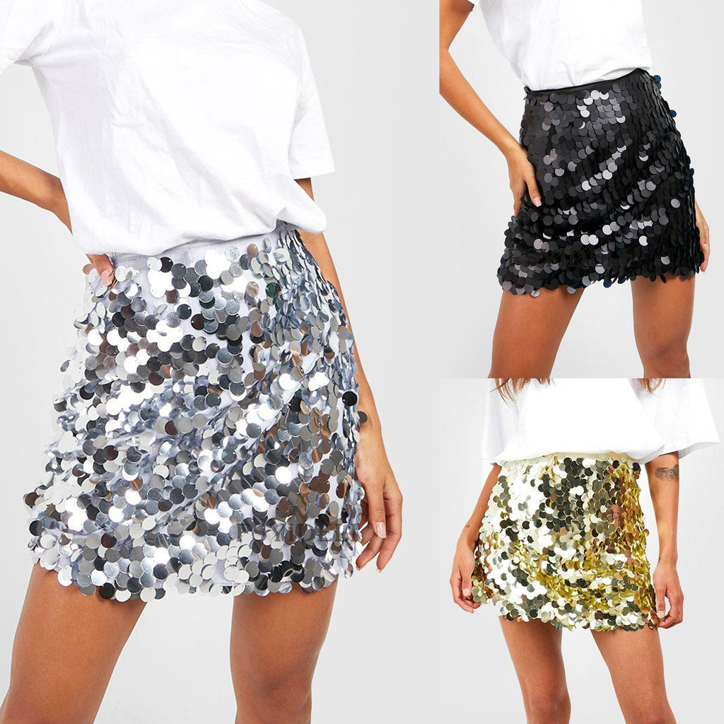 High Waist Sequined SkirtA