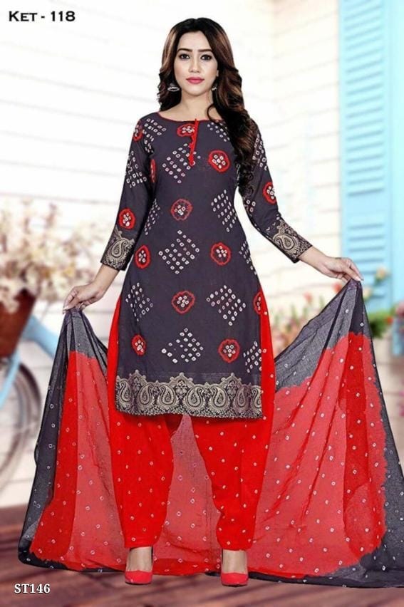 KESAR Pure Cotton Bandhni Dress Material – Authentic Bandhni Fabric