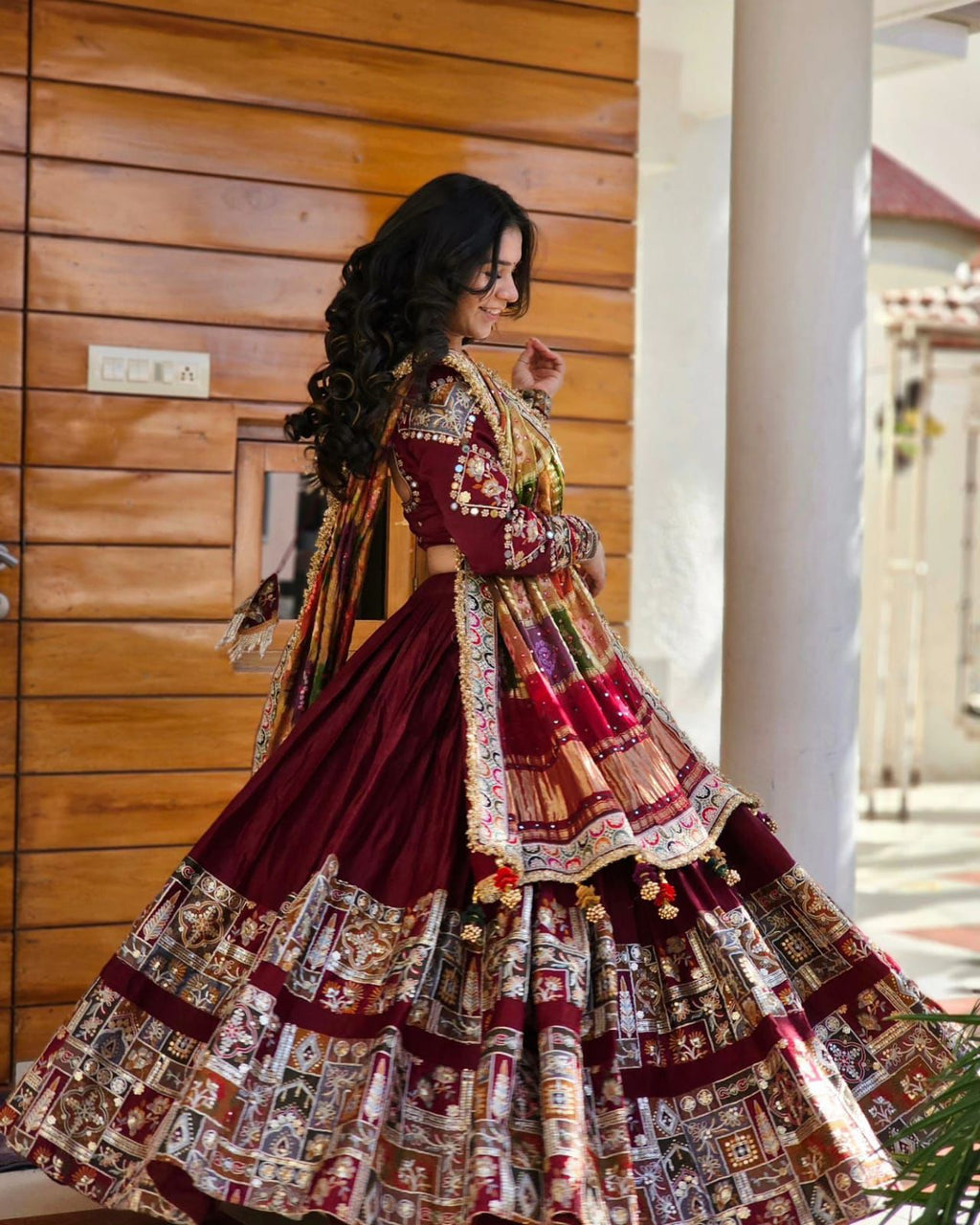 Navratri Special er Printed Lehenga Choli with Real glass Work - ALC 70