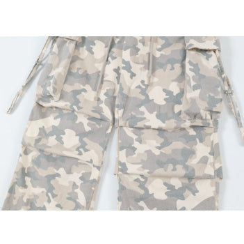 Camouflage Cargo Pants Men's Retro American Ripped Multi-pocket