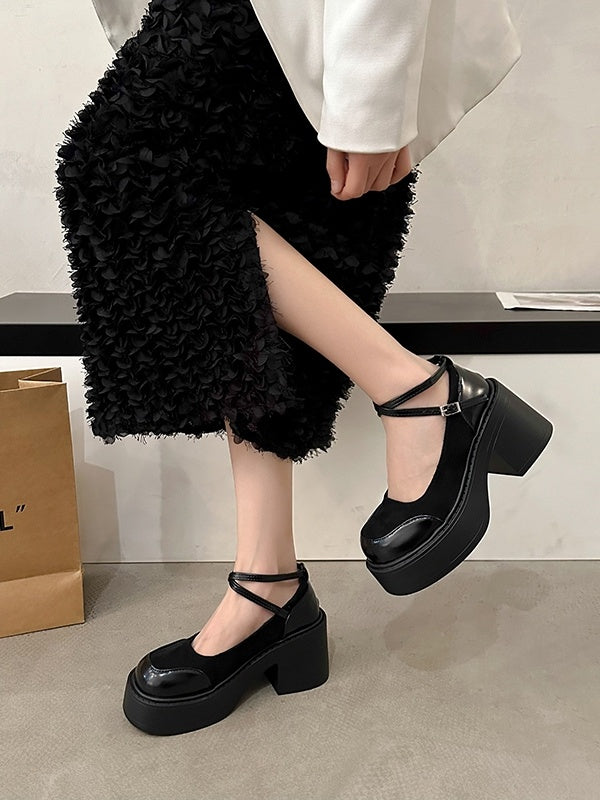 Height Increasing Thick High Heel Shoes