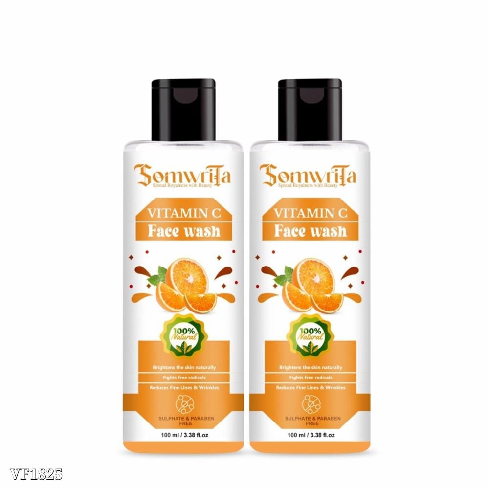 Somwrita's Naturals Bright Complete Vitamin C Face Wash (100 ml) - Pack of 2 | Brightening, Oil Control, Spot Removal, Sun Protection & Blackhead Remover