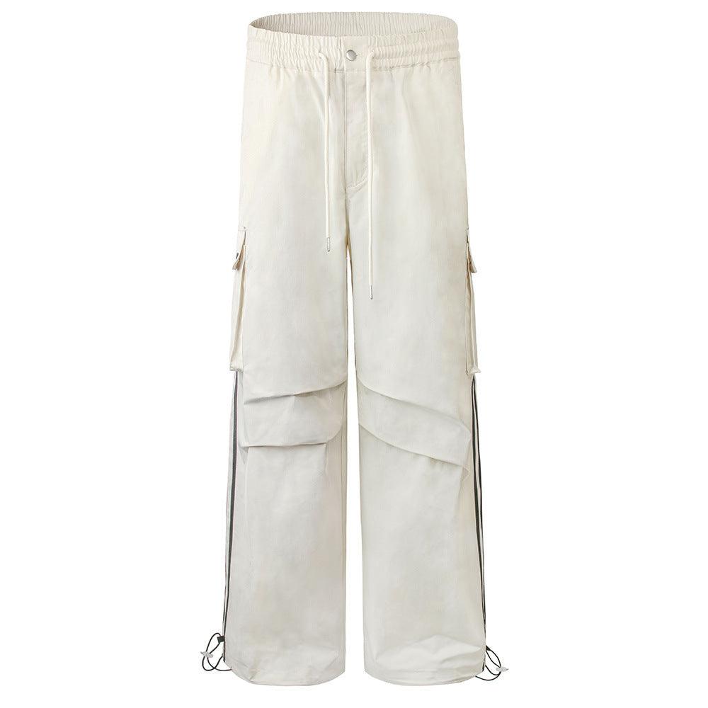 Men's Straight-leg Pants Pleated Casual Trousers