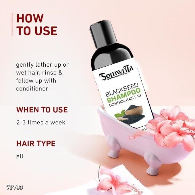 SOMWRITA Pure & Natural Blackseed Shampoo for Shine & Luster | Hair Fall Control & Growth - 100ml