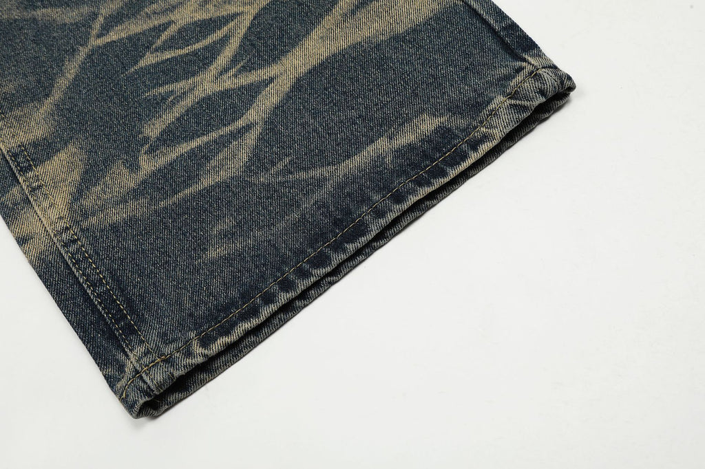 High Street VBIE Blue Washed Straight Loose Wide-leg Pants