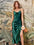 Elegant Women Maxi Beach Satin Dress Leg Slit Lace Up