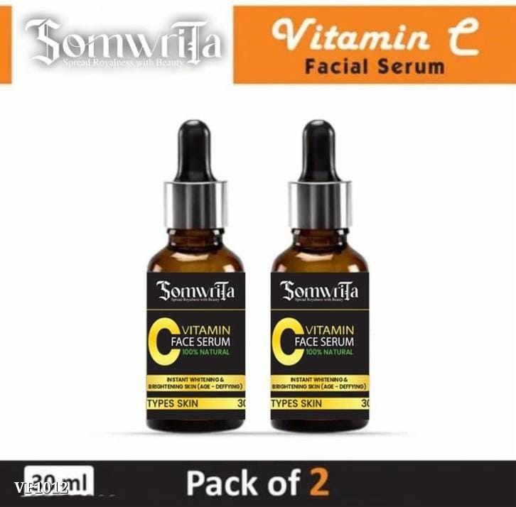 SOMWRITA Natural Vitamin C Face Brightening Serum | Acne & Pimple Free, Skin Fairness, Anti-Aging, Dark Circle & Sun Damage Corrector | For Men & Women - Pack of 2 (30ml)