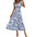 Women's Floral V-shaped Collar Dress Waist Layered Floral Long Skirt