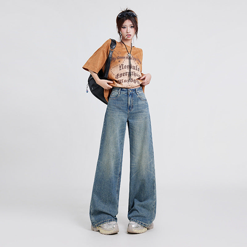 Wide Leg Jeans Women's High Waist Baggy Straight Trousers