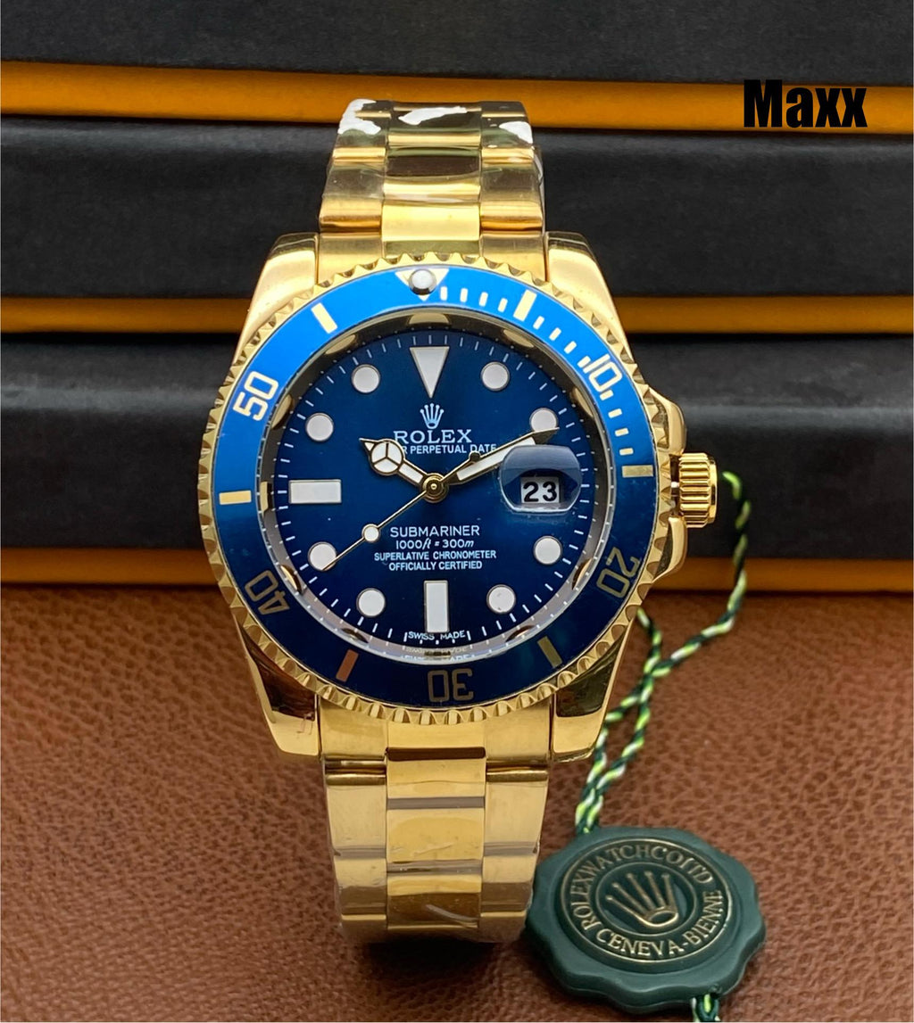 Rolex Submariner Watch for Men - Automatic with Date Function (Blue Gold )