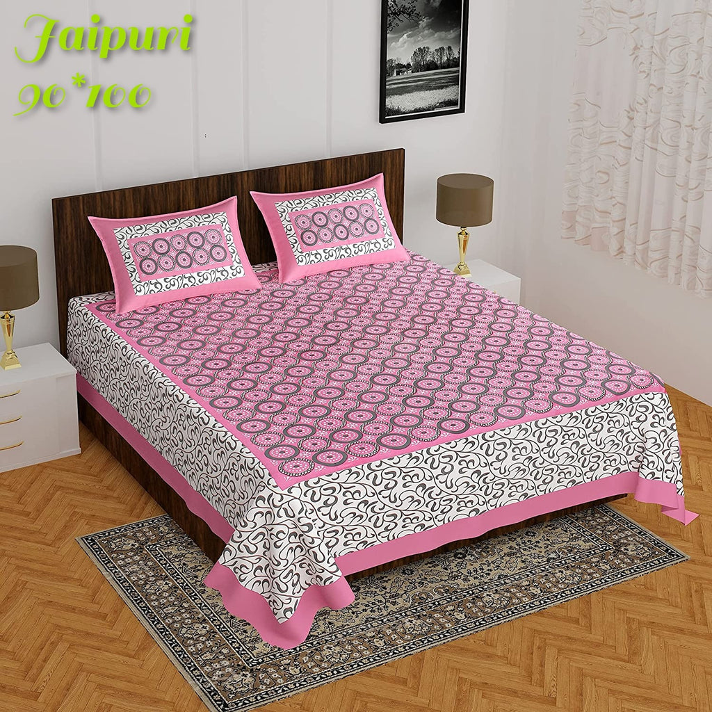 Pure Cotton Jaipuri Double Bed Bedsheet with Pillow Covers code  18