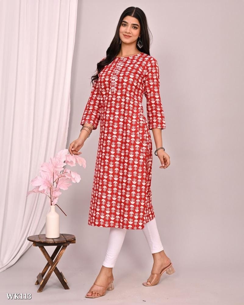 Elegant Cotton Fabric Long Kurti with Gota Patti Work on Yoke - Paired for a Stunning Look