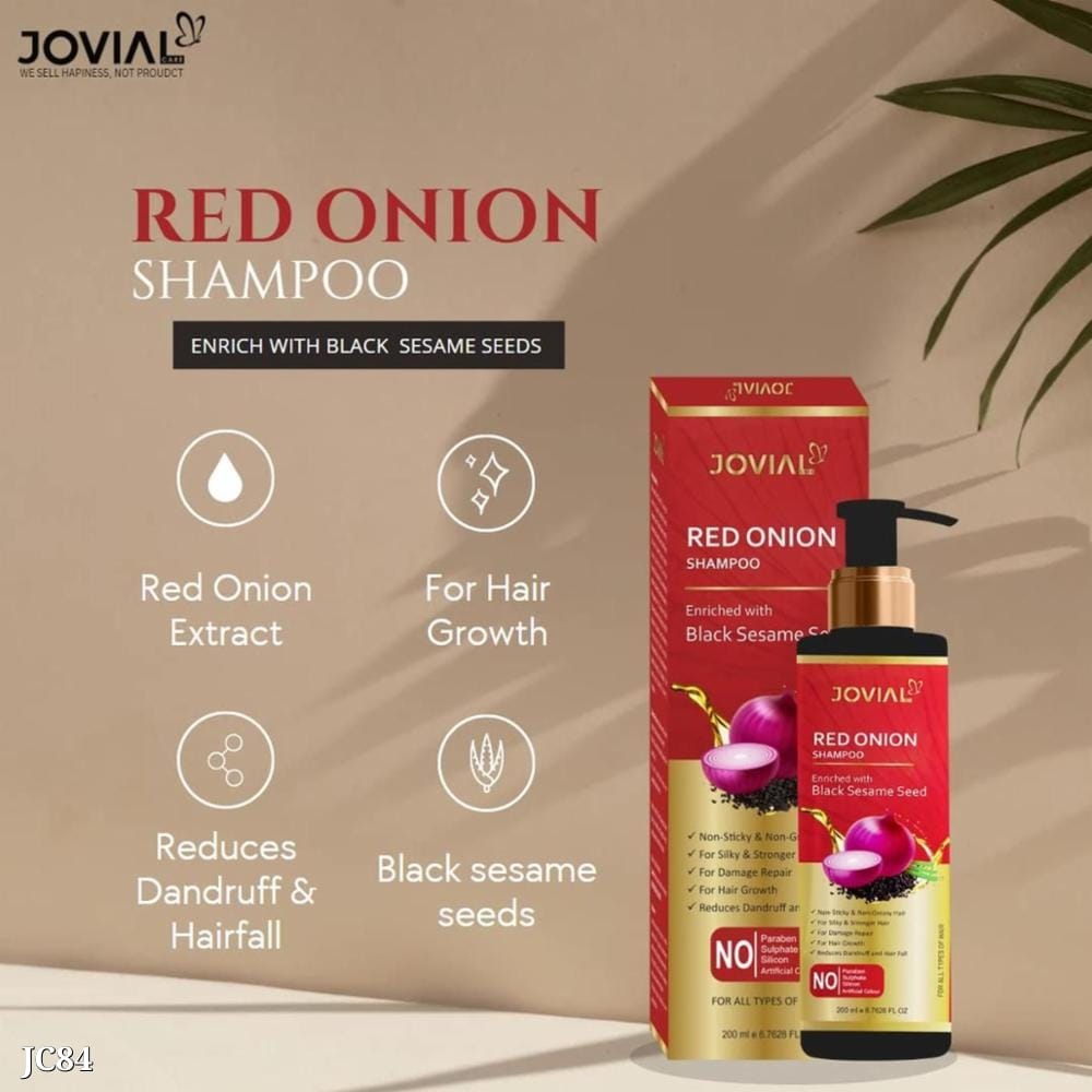 Jovial Care Red Onion Shampoo with Sesame Seeds | Pack of 2 (200ml Each) | Nourishing Hair Care