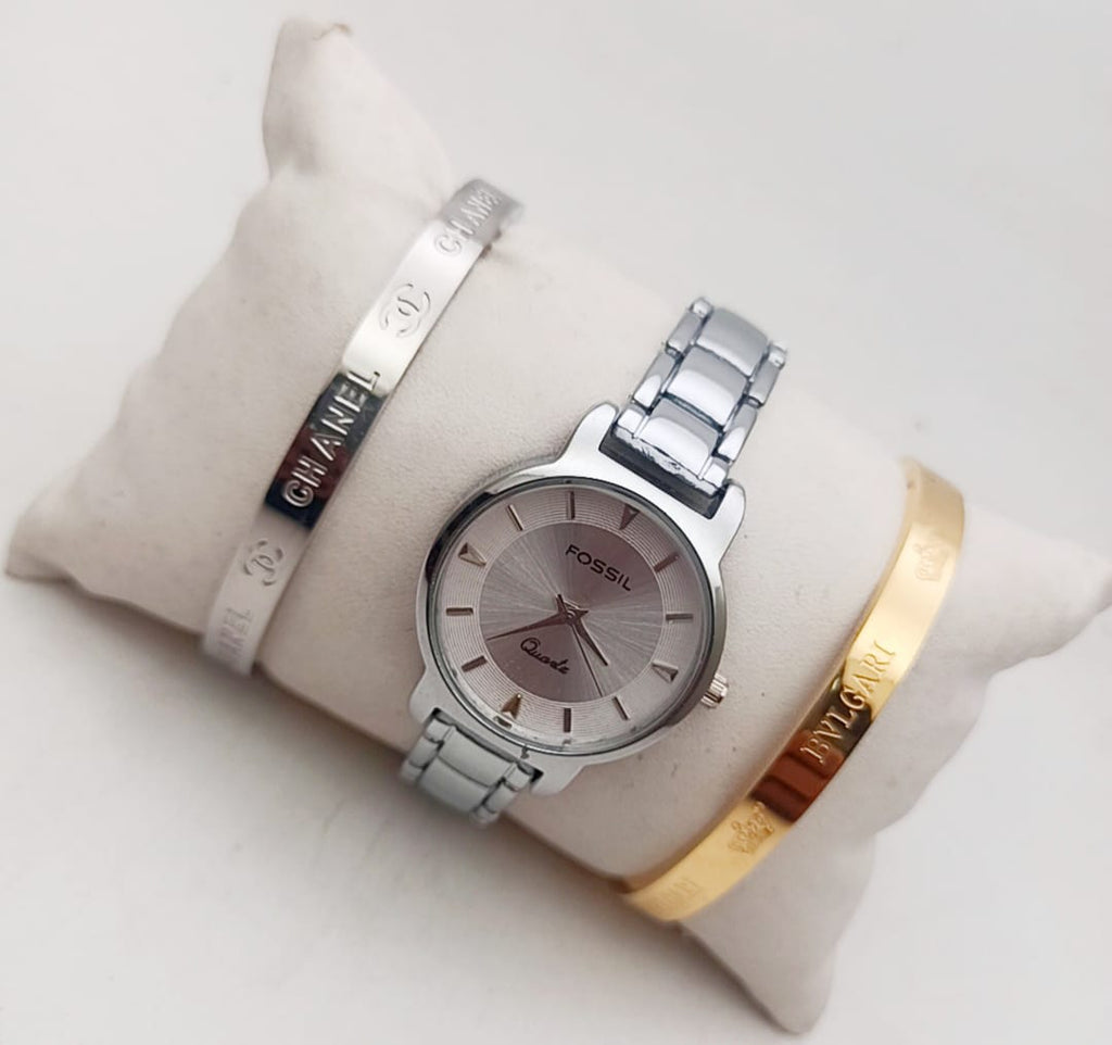 Premium Combo Kada with Watch - Stylish and Durable Fashion Accessory Fossil