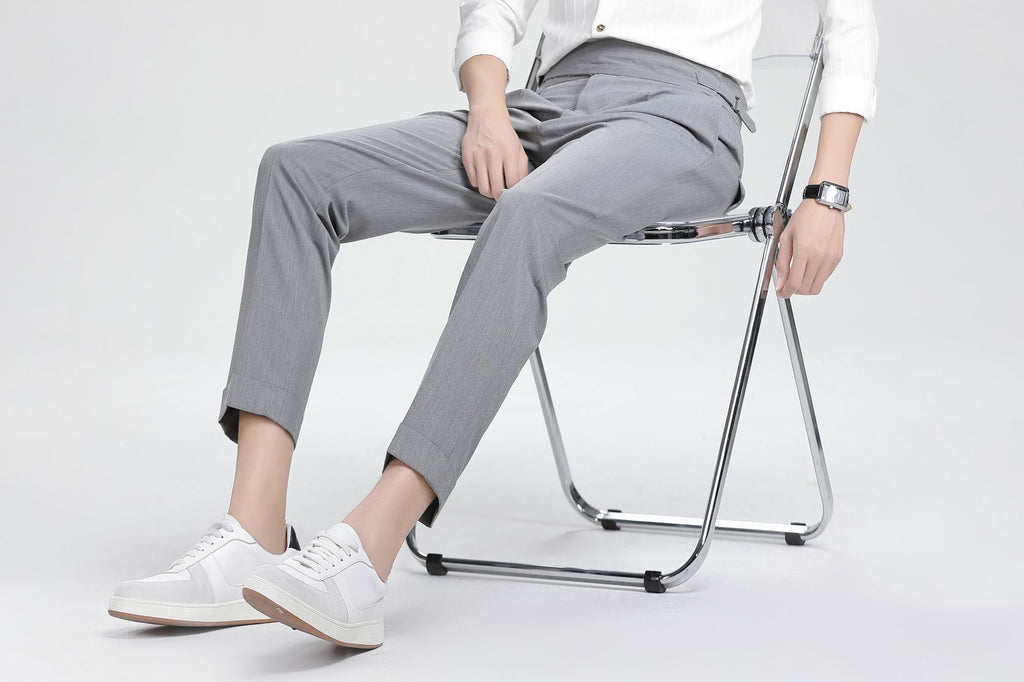 Men's High Waist Slim Fit Business Casual Pants